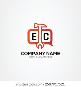 Services Icon or Chat Logo With Letter EC Logo Isolated Vector Illustration