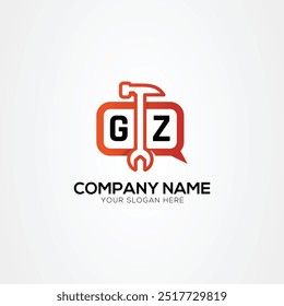 Icono de servicios o logotipo de chat con letra GZ Logo Ilustración vectorial aislada