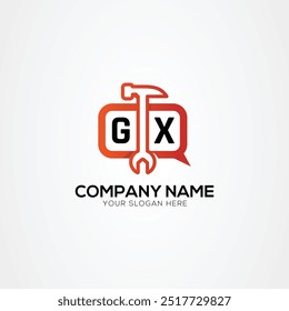 Icono de servicios o logotipo de chat con letra GX Logo Ilustración vectorial aislada