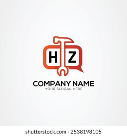 Ícone de serviços ou logotipo de bate-papo com letra logotipo HZ Ilustração isolada de vetor