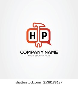 Services Icon or Chat Logo With Letter HP Logo Isolated Vector Illustration