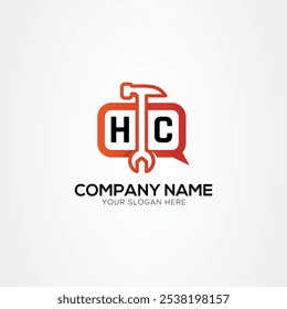Services Icon or Chat Logo With Letter HC Logo Isolated Vector Illustration