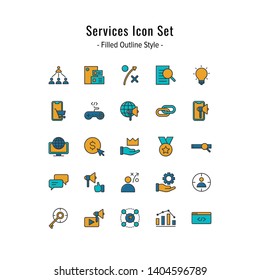 services icon set. services icons vector. filled outline icon style design