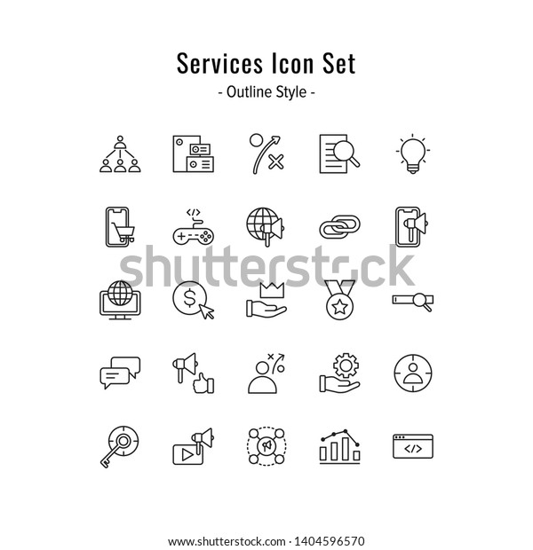 services icon set. services icons vector. outline\
icon style design