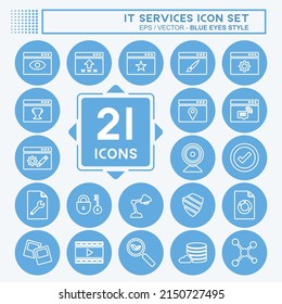 IT Services Icon Set. suitable for IT Services symbol. blue eyes style. simple design editable. design template vector. simple symbol illustration