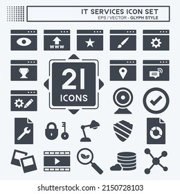 IT Services Icon Set. suitable for IT Services symbol. glyph style. simple design editable. design template vector. simple symbol illustration