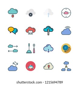 services icon set. vector set about alarm bell, police car, cloud computing icon and cloud computing icons set.