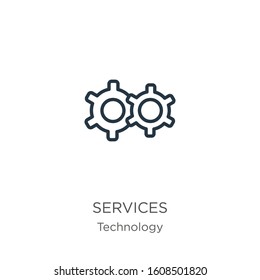 Services icon. Thin linear services outline icon isolated on white background from technology collection. Line vector sign, symbol for web and mobile