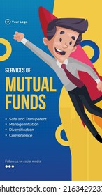 Services of mutual funds portrait template design. 