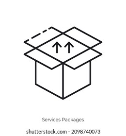 icono Paquetes de servicios. Diseño de icono de estilo de esquema aislado en fondo blanco