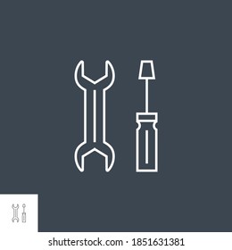 Services Related Vector Thin Line Icon. Isolated on Black Background. Editable Stroke. Vector Illustration.