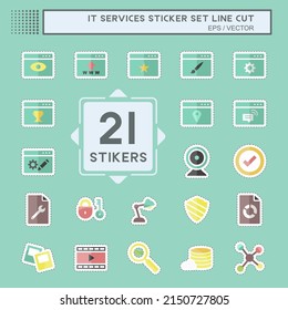 Conjunto de corte de línea de etiqueta de servicios de TI. adecuado para el símbolo IT Services. diseño simple editable. vector de plantilla de diseño. ilustración de símbolo simple