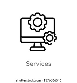 services vector line icon. Simple element illustration. services outline icon from technology concept. Can be used for web and mobile