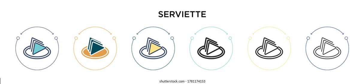 Serviette Symbol in vollem, dünnen Linie, Umriss und Strich Stil. Vektorgrafik von zwei farbigen und schwarzen Servietten-Vektorgrafiken-Designs kann für mobile, iPhone-, web-basierte