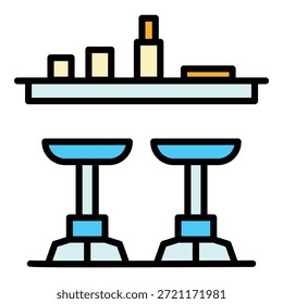 Serving bar counter icon. Outline Serving bar counter vector icon for web design isolated on white background color flat