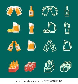Serving beer modern flat and line vector icons