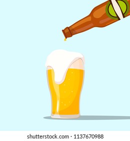 Serving a beer on a blue background