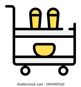Serving cart icon with outline style and pixel perfect base. Suitable for website design, logo, app and UI.