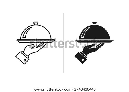 Serving Cloche Icon Set - Fine Dining and Restaurant Service
