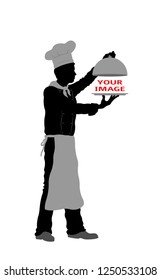 Serving dish with chef silhouette. All the objects are in different layers and the text types do not need any font. 