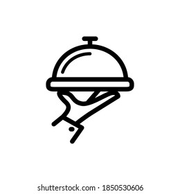 serving dish icon, vector, line art design editable stroke