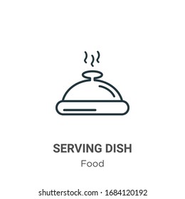 Serving dish outline vector icon. Thin line black serving dish icon, flat vector simple element illustration from editable food concept isolated stroke on white background