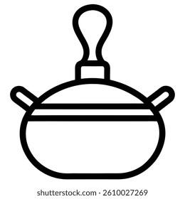 Serving Dish Vector Simple Outline.