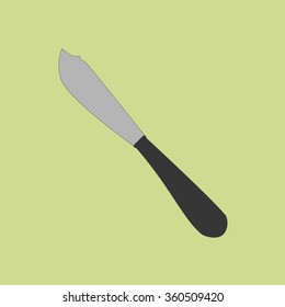Serving fish knife on the green background. Vector illustration