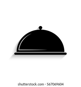 Serving food icon - black vector illustration with  shadow