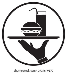 Serving food icon. Vector black silhouette on a white background.