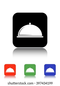serving food vector icon - black and colored buttons