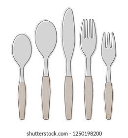serving fork, spoon and knife