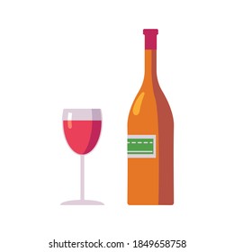 Servieren Sie ein Glas Rotwein mit einer Flasche.