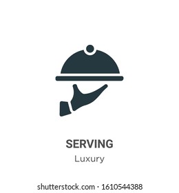 Serving glyph icon vector on white background. Flat vector serving icon symbol sign from modern luxury collection for mobile concept and web apps design.