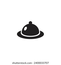 Das Logo der Servierhaube ist schwarz mit unscharfem Hintergrund