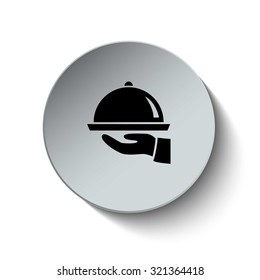 Serving icon. Restaurant sign. Rounded button. Vector Illustration. EPS10
