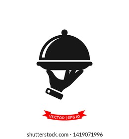 serving icon in trendy flat design, restaurant icon, dish icon, food of tray vector icon 