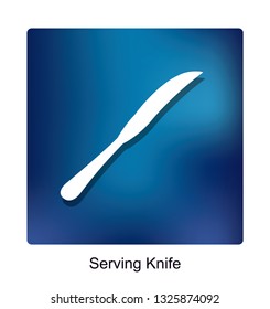 Serving Knife on Blue Background