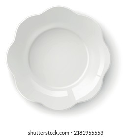 Serving plate mockup. Realistic white porcelain dish