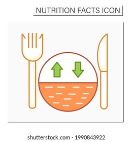 Serving Size Color Icon. Portion Control. Healthy, Balanced Nutrition.Diet.Calorie Count. Nutrition Facts Concept.Isolated Vector Illustration