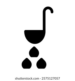 Serving spoon (centong) icon, designed with a simple, functional style. Represents traditional serving tools used in meals, particularly in Asian cuisine. Ideal for food