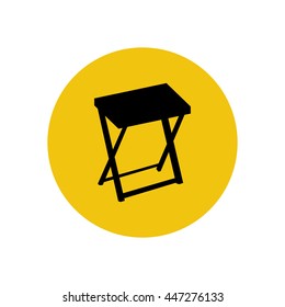 Serving table silhouette on the yellow background. Vector illustration