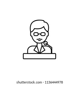 serving teacher. Element of education icon for mobile concept and web apps. Thin line serving teacher can be used for web and mobile on white background