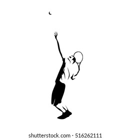 Serving tennis player, vector illustration