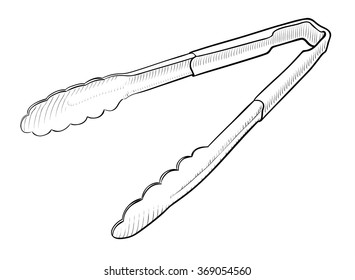 Serving Tongs, Kitchen Tool, isolated on white background