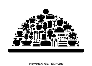 Serving tray with food icons