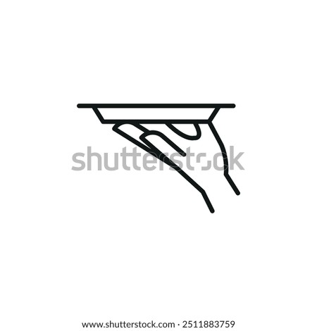 Serving tray hand icon in a minimal line art style, ideal for representing food service and hospitality in restaurant and catering contexts. Perfect for app, web, packaging design. Vector illustration