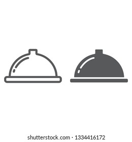 Serving tray line and glyph icon, food and restaurant, dish sign, vector graphics, a linear pattern on a white background, eps 10.