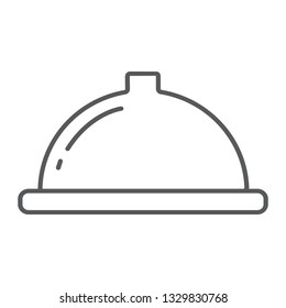 Serving tray thin line icon, food and restaurant, dish sign, vector graphics, a linear pattern on a white background, eps 10.