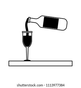 Serving wine on cup in black and white